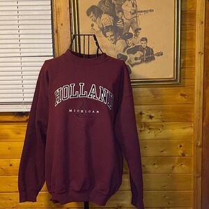 Holland Michigan Sweatshirt Maroon Crewneck Camp David Track & Field Size M